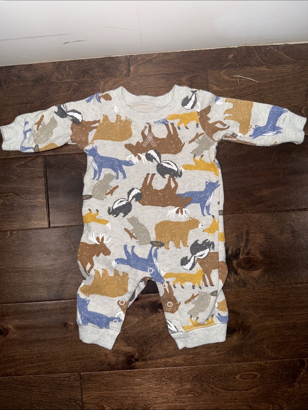 Carter's Cream Multicolor Woodland Animal Footed One-Piece
